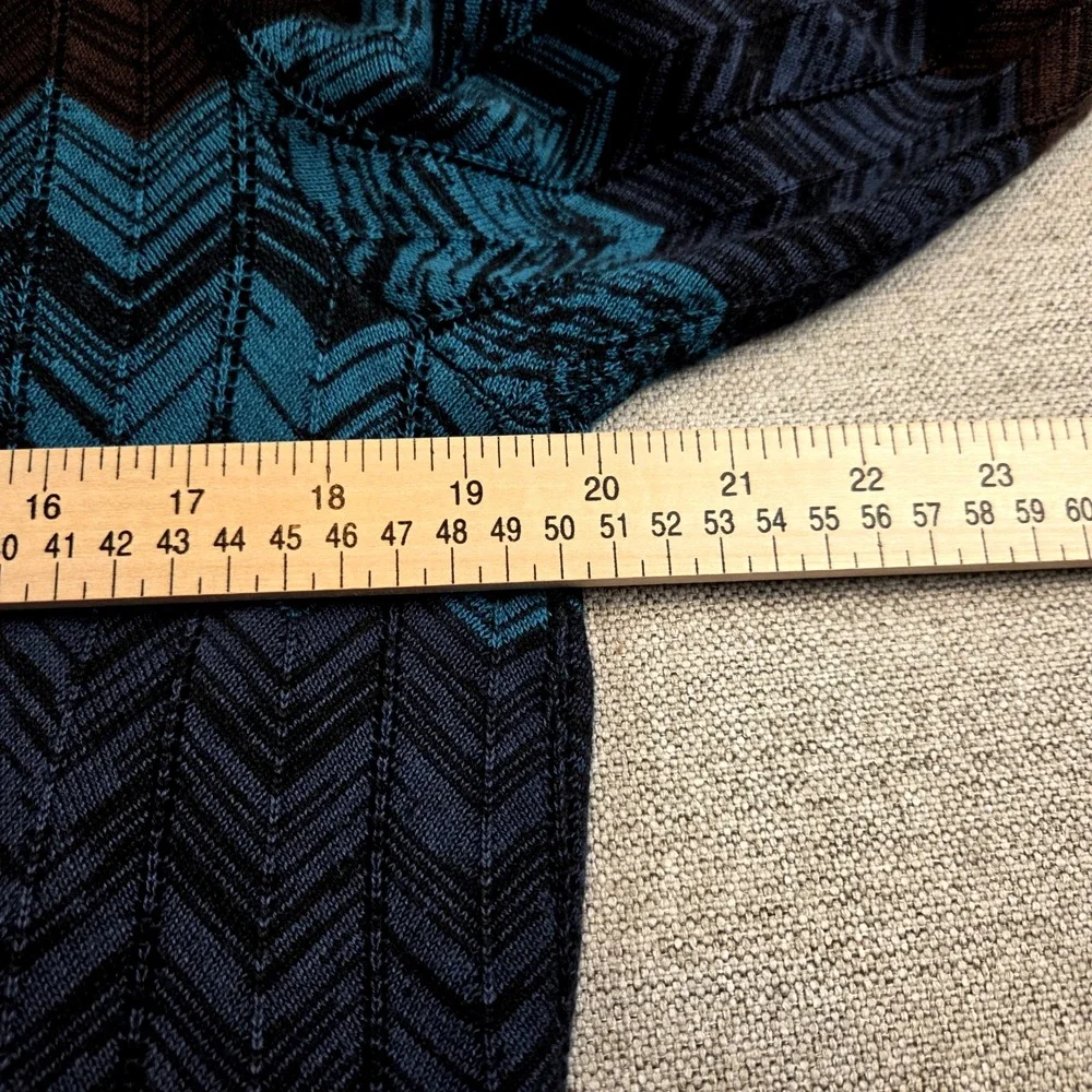 Soft Surroundings Brown & Blue Chevron Long Open Cardigan‎ Women's Petite Small